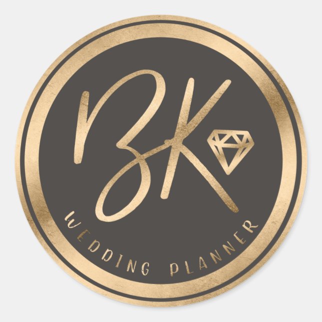 Imitate Gold Foil Diamond & Black Custom Company L Runder Aufkleber (Vorderseite)