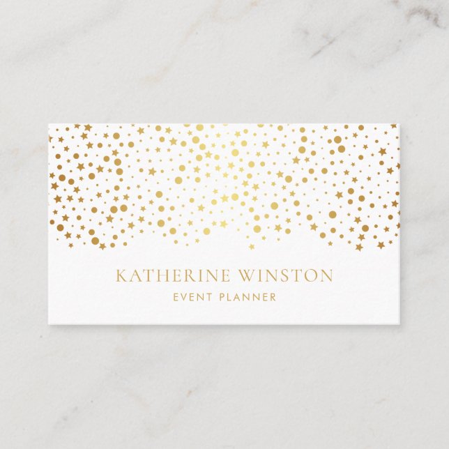 Imitate Gold Foil Dots and Stars Chic Business Car Visitenkarte (Vorderseite)