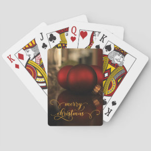 Imitate Gold Foil Frohe Weihnachten mit Roten Glas Spielkarten