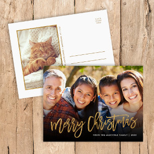 Imitate Gold Foil Frohe Weihnachts Foto Overlay Feiertagspostkarte