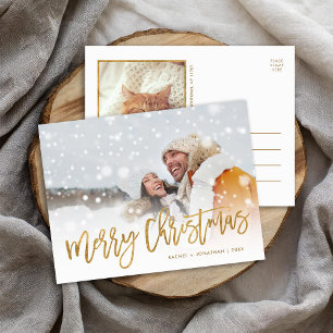 Imitate Gold Foil Frohe Weihnachts Foto Overlay Feiertagspostkarte