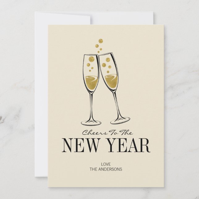 Imitate Gold Foil Frohsinn Neujahrskarte Feiertagskarte (Vorderseite)