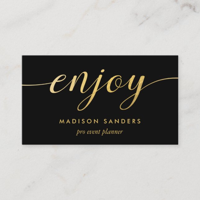 Imitate Gold Foil Genießen Typografie Event Planne Visitenkarte (Vorderseite)