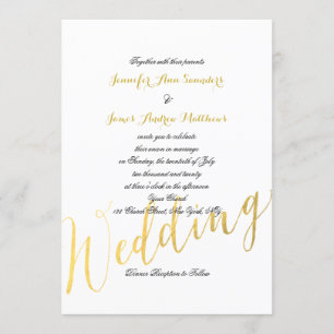 Imitate Gold Foil Glamour Einladung zur Hochzeit