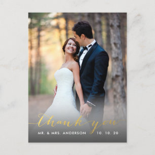 Imitate Gold Foil Handwriting Wedding Vielen Dank Postkarte