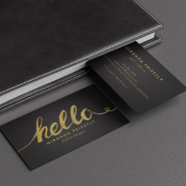 Imitate Gold Foil Hello Typografy Classic Black Visitenkarte