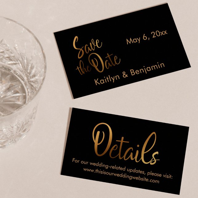 Imitate Gold Foil, Hochzeitsdetails Save the Date  Visitenkarte (Von Creator hochgeladen)