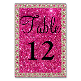 Imitate Gold Foil Hot Pink Glitzer Hochzeitstisch  Tischnummer