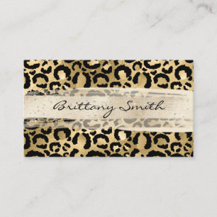 Imitate Gold Foil Leopard Champagner Pinselstrich Visitenkarte