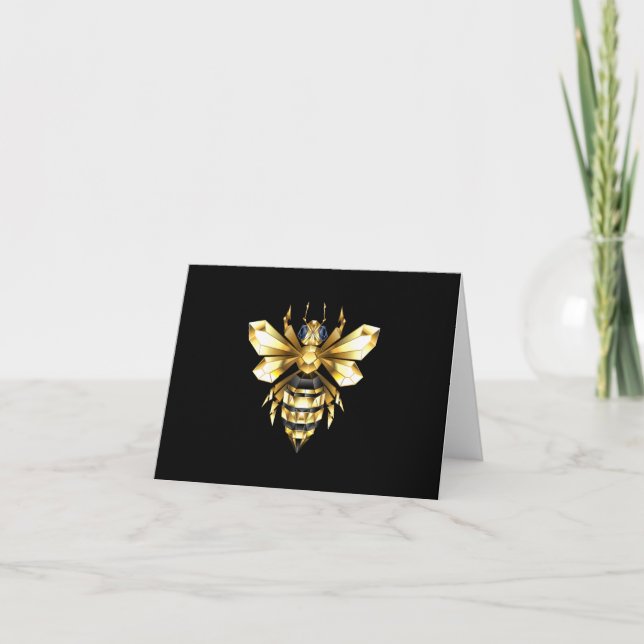 Imitate Gold Foil Logo Bee Polygonal auf Schwarz (Vorderseite)