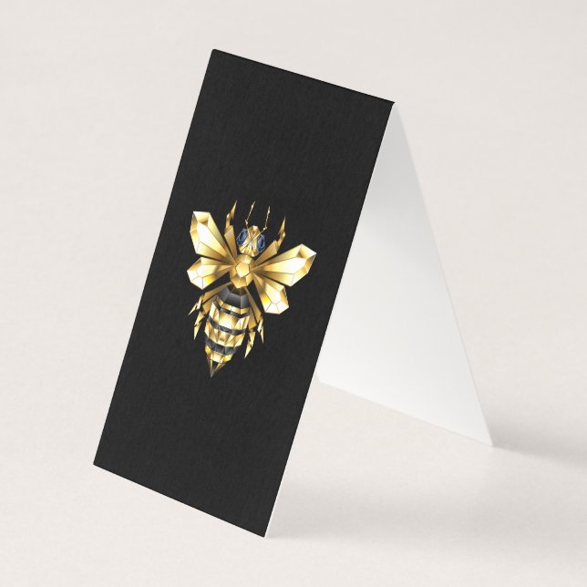 Imitate Gold Foil Logo Bee Polygonal auf Schwarz (Rückseite)