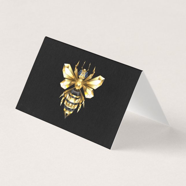 Imitate Gold Foil Logo Bee Polygonal auf Schwarz (Vorderseite)