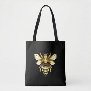 Imitate Gold Foil Logo Bee Polygonal auf Schwarz