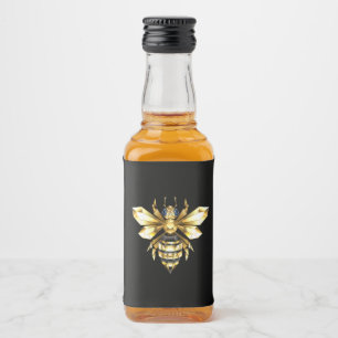 Imitate Gold Foil Logo Bee Polygonal auf Schwarz Alkoholflaschenetikett