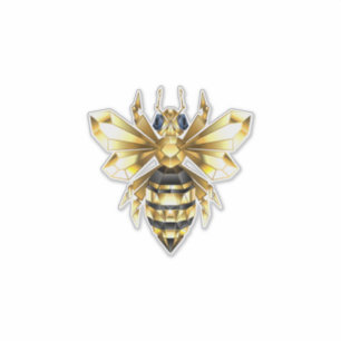 Imitate Gold Foil Logo Bee Polygonal auf Schwarz Aufkleber