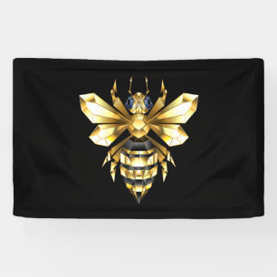 Imitate Gold Foil Logo Bee Polygonal auf Schwarz Banner