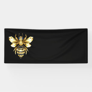 Imitate Gold Foil Logo Bee Polygonal auf Schwarz Banner