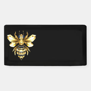 Imitate Gold Foil Logo Bee Polygonal auf Schwarz Banner
