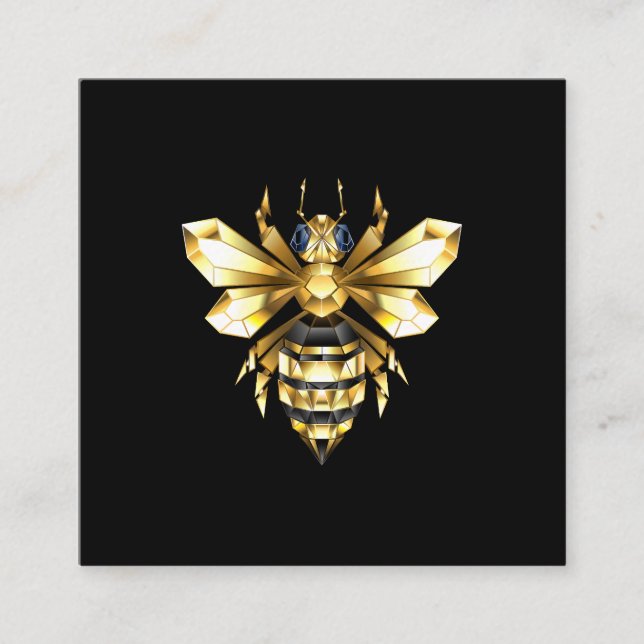 Imitate Gold Foil Logo Bee Polygonal auf Schwarz Begleitkarte (Vorderseite)