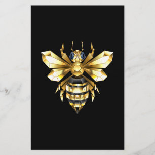 Imitate Gold Foil Logo Bee Polygonal auf Schwarz Briefpapier