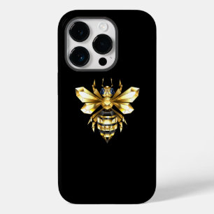 Imitate Gold Foil Logo Bee Polygonal auf Schwarz Case-Mate iPhone 14 Pro Hülle