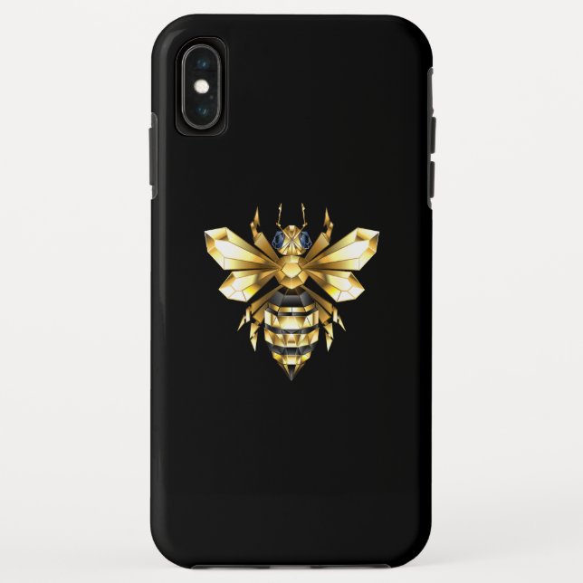 Imitate Gold Foil Logo Bee Polygonal auf Schwarz Case-Mate iPhone Hülle (Rückseite)