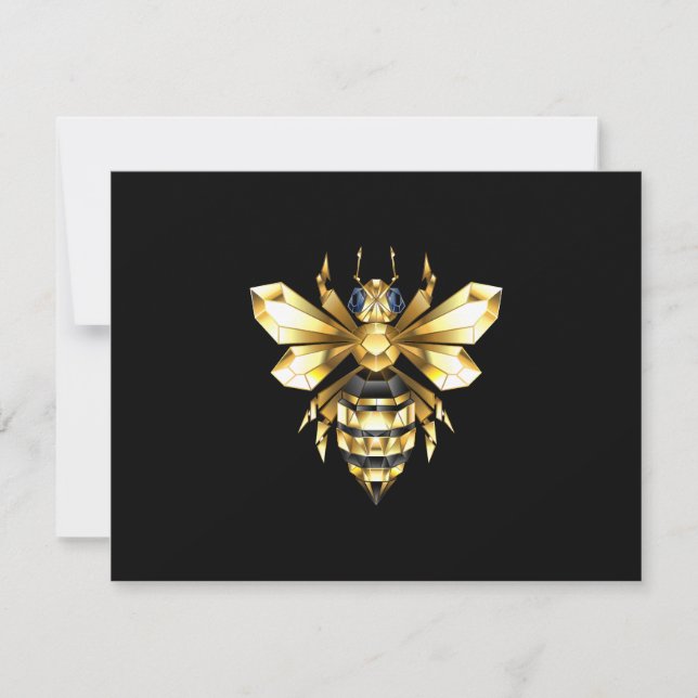 Imitate Gold Foil Logo Bee Polygonal auf Schwarz Dankeskarte (Vorderseite)