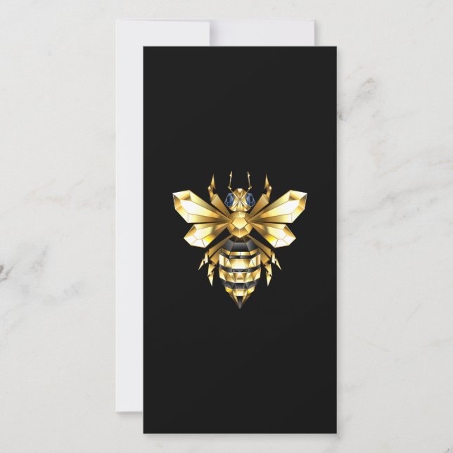 Imitate Gold Foil Logo Bee Polygonal auf Schwarz Dankeskarte (Vorderseite)