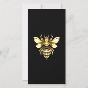 Imitate Gold Foil Logo Bee Polygonal auf Schwarz Dankeskarte