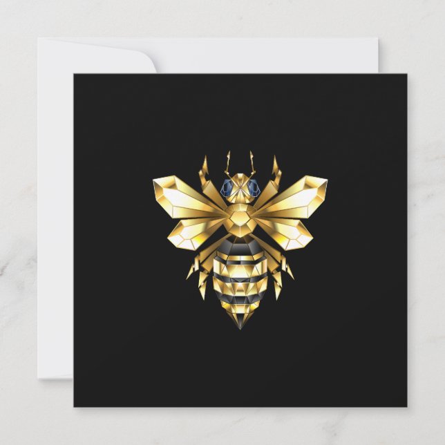 Imitate Gold Foil Logo Bee Polygonal auf Schwarz Dankeskarte (Vorderseite)