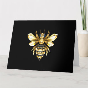 Imitate Gold Foil Logo Bee Polygonal auf Schwarz Dankeskarte