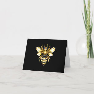 Imitate Gold Foil Logo Bee Polygonal auf Schwarz Dankeskarte