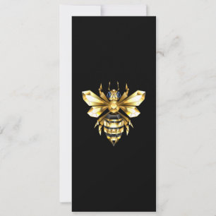 Imitate Gold Foil Logo Bee Polygonal auf Schwarz Einladung