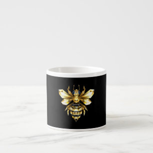 Imitate Gold Foil Logo Bee Polygonal auf Schwarz Espressotasse