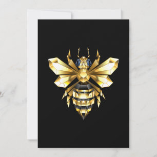 Imitate Gold Foil Logo Bee Polygonal auf Schwarz Feiertagskarte