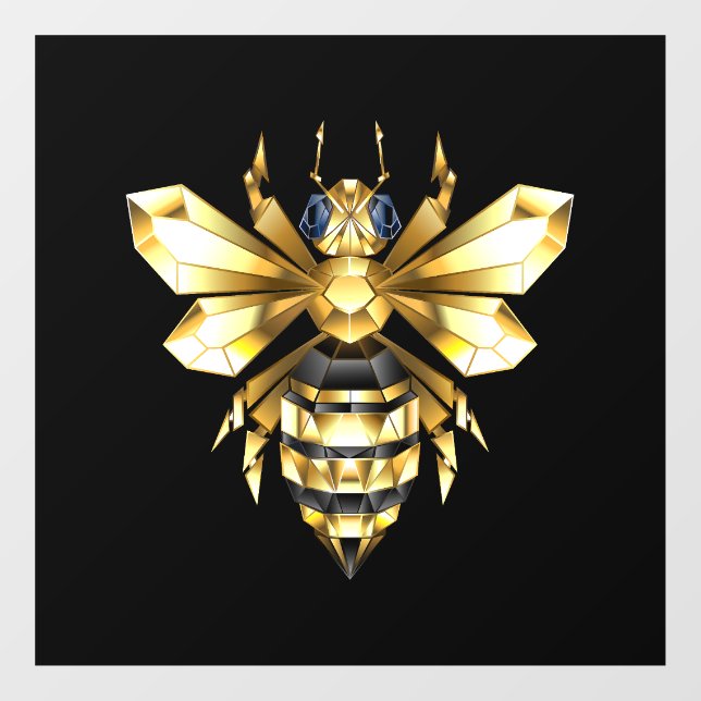 Imitate Gold Foil Logo Bee Polygonal auf Schwarz Fensteraufkleber (Blatt)