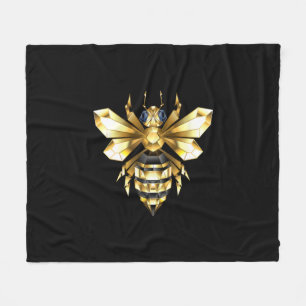 Imitate Gold Foil Logo Bee Polygonal auf Schwarz Fleecedecke
