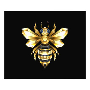 Imitate Gold Foil Logo Bee Polygonal auf Schwarz Fotodruck