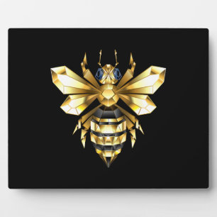 Imitate Gold Foil Logo Bee Polygonal auf Schwarz Fotoplatte