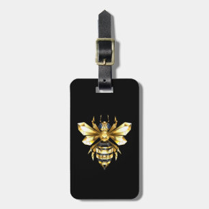 Imitate Gold Foil Logo Bee Polygonal auf Schwarz Gepäckanhänger