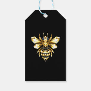 Imitate Gold Foil Logo Bee Polygonal auf Schwarz Geschenkanhänger