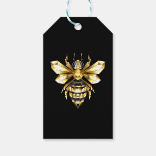 Imitate Gold Foil Logo Bee Polygonal auf Schwarz Geschenkanhänger