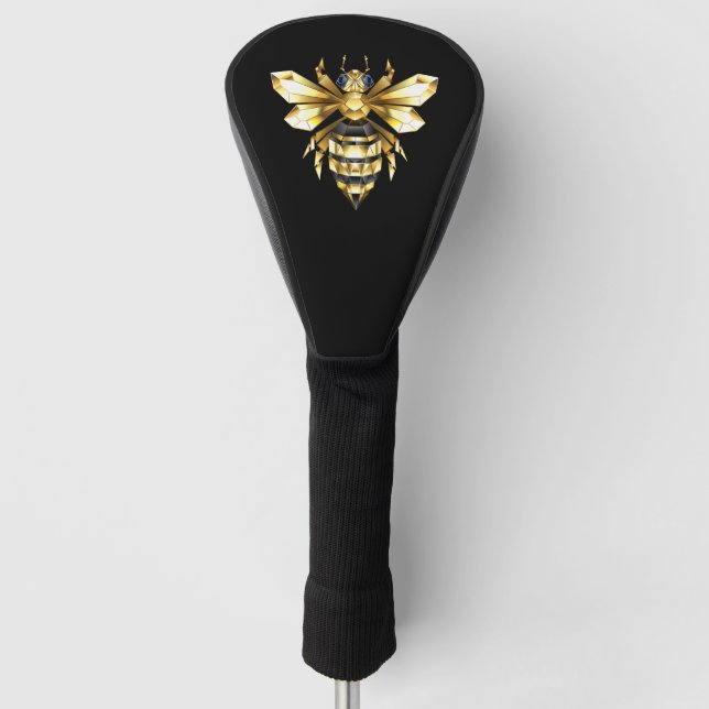 Imitate Gold Foil Logo Bee Polygonal auf Schwarz Golf Headcover (Vorderseite)