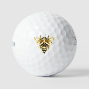 Imitate Gold Foil Logo Bee Polygonal auf Schwarz Golfball