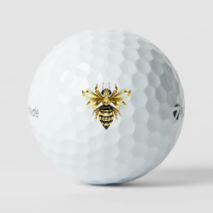 Imitate Gold Foil Logo Bee Polygonal auf Schwarz Golfball