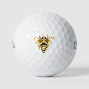 Imitate Gold Foil Logo Bee Polygonal auf Schwarz Golfball