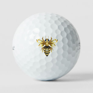 Imitate Gold Foil Logo Bee Polygonal auf Schwarz Golfball