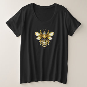 Imitate Gold Foil Logo Bee Polygonal auf Schwarz Große Größe T-Shirt