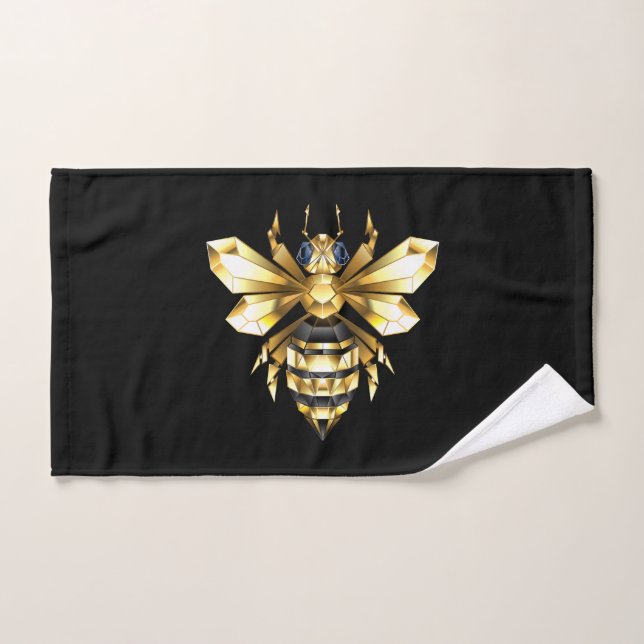 Imitate Gold Foil Logo Bee Polygonal auf Schwarz Handtuch (Handtuch)