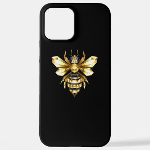 Imitate Gold Foil Logo Bee Polygonal auf Schwarz iPhone 12 Pro Max Hülle